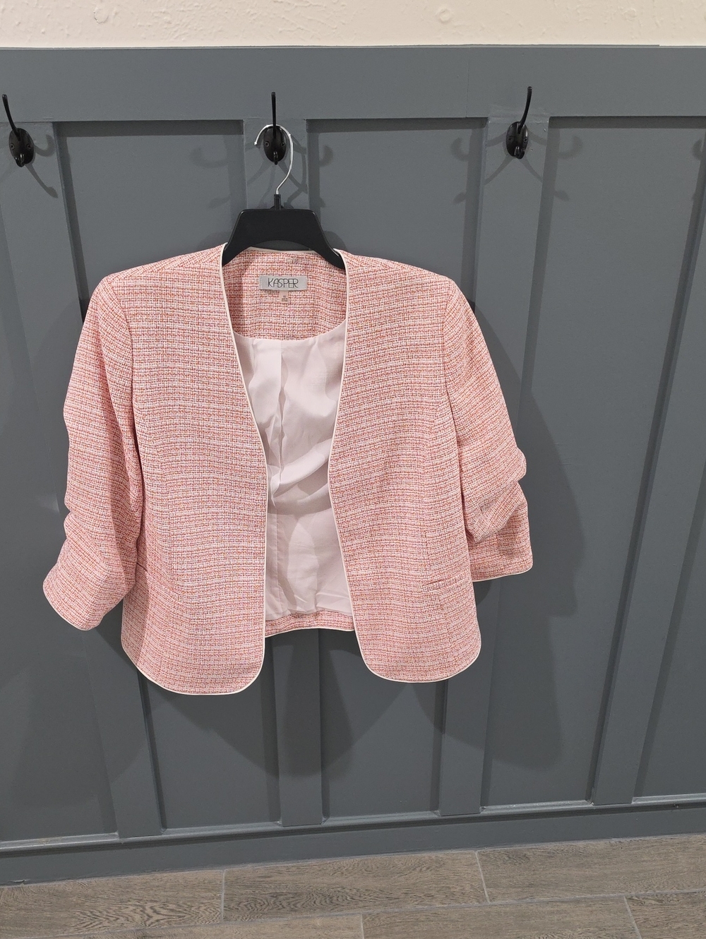 Kasper Soft Pink Tweed Open-Front Blazer